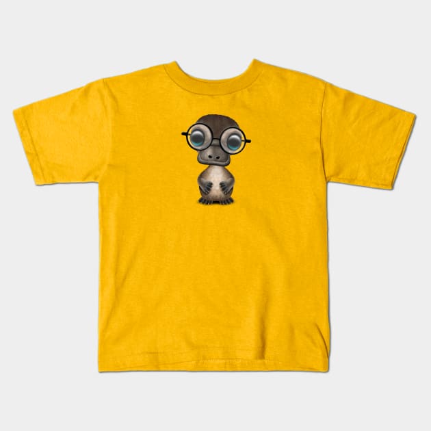 Cute Nerdy Platypus Wearing Glasses Kids T-Shirt by jeffbartels